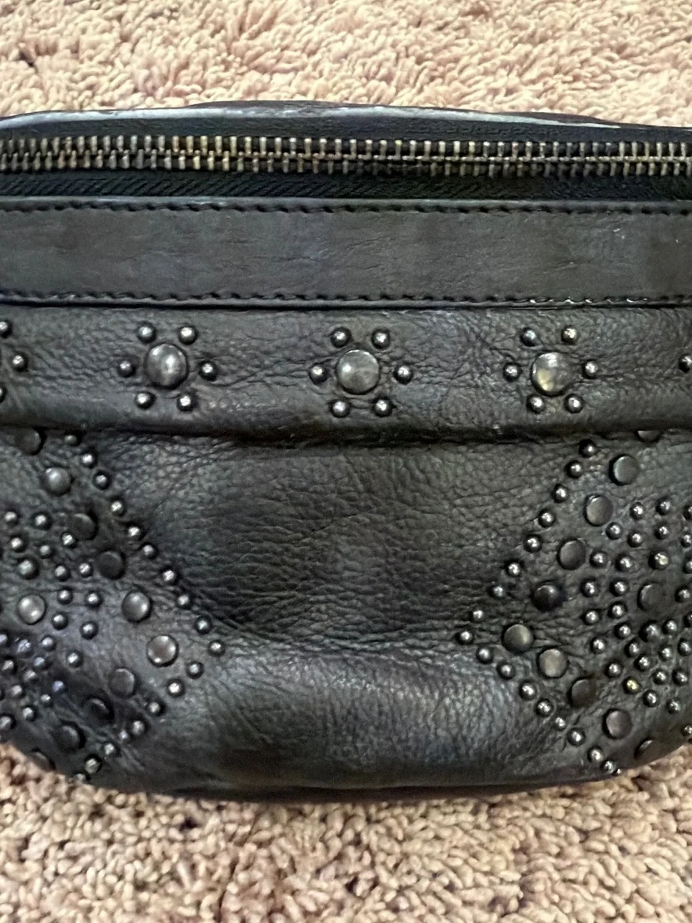 NWT new free people Ana adorned studded leather sling bag black purse